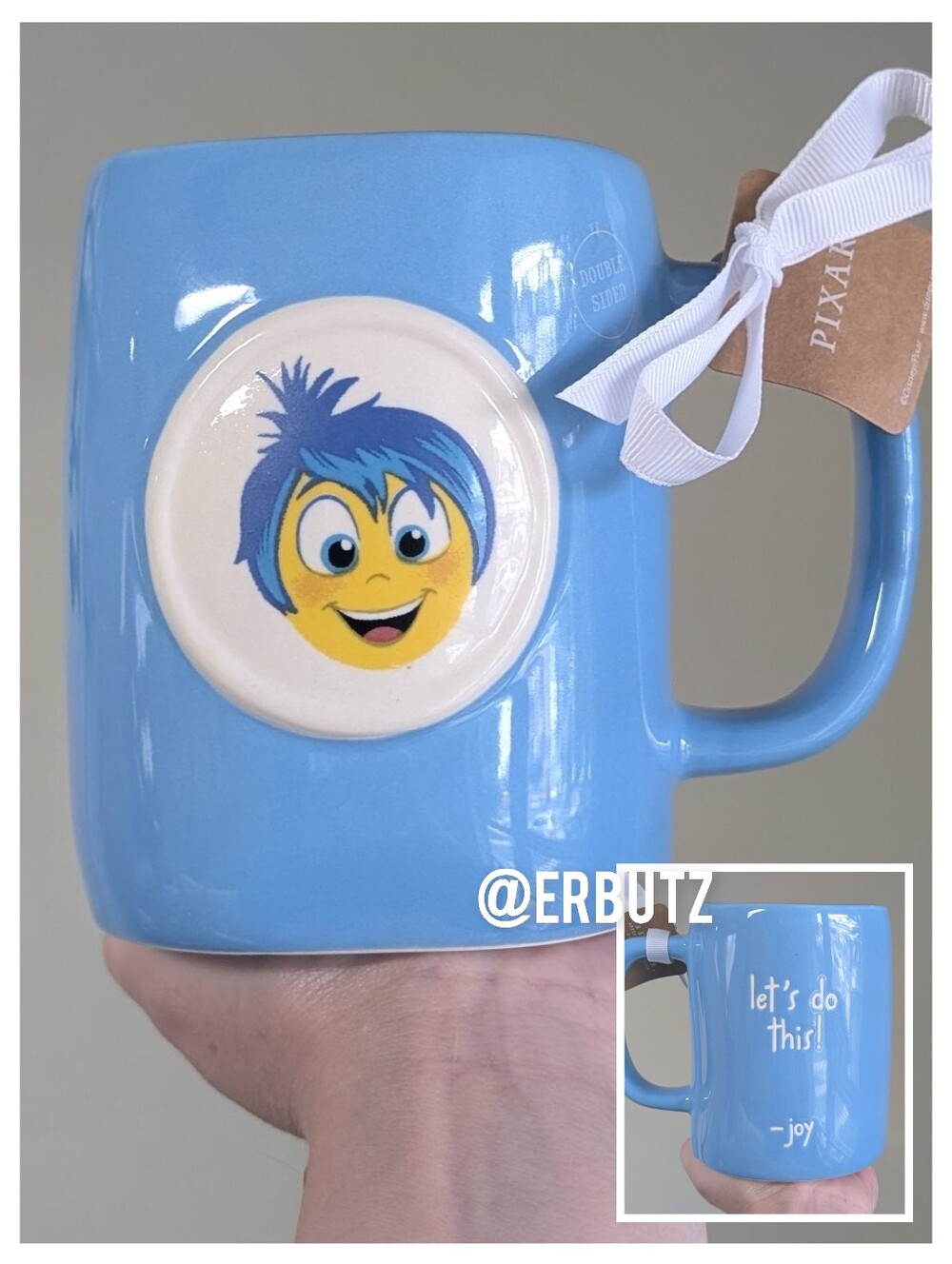 Rae Dunn x Disney Pixar Inside Out LET'S DO THIS Joy Character Mug, Double Sided